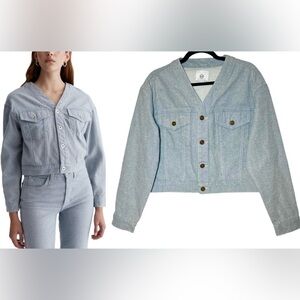 NEW Adriano Goldschmied Alanna Jacket, Cropped & Collarless, Reclaimed Indigo S